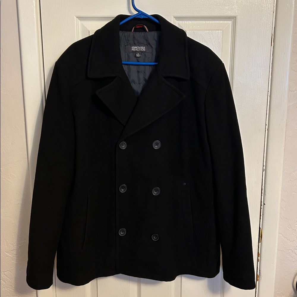 Kenneth Cole Reaction Men’s  Black Peacoat Wool Blend Size XL